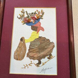 Vintage Woman Carrying Flowers Artwork